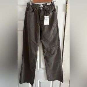 Grey/brown Zara high rise full length/ wide leg jeans